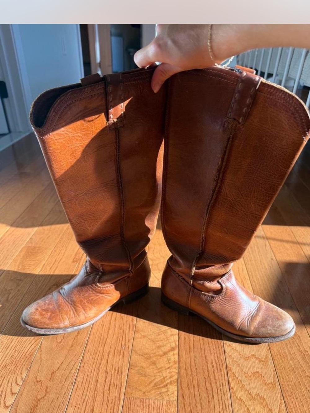 FRYE AND CO. Kids Tall Brown Leather Pull-On Boots